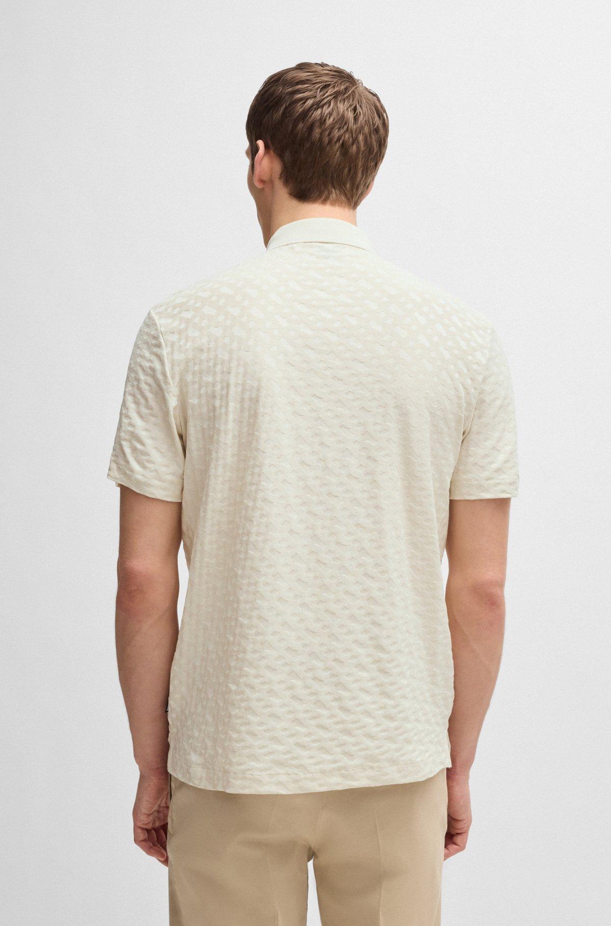 Cotton polo shirt with tonal monogram jacquard Product Image