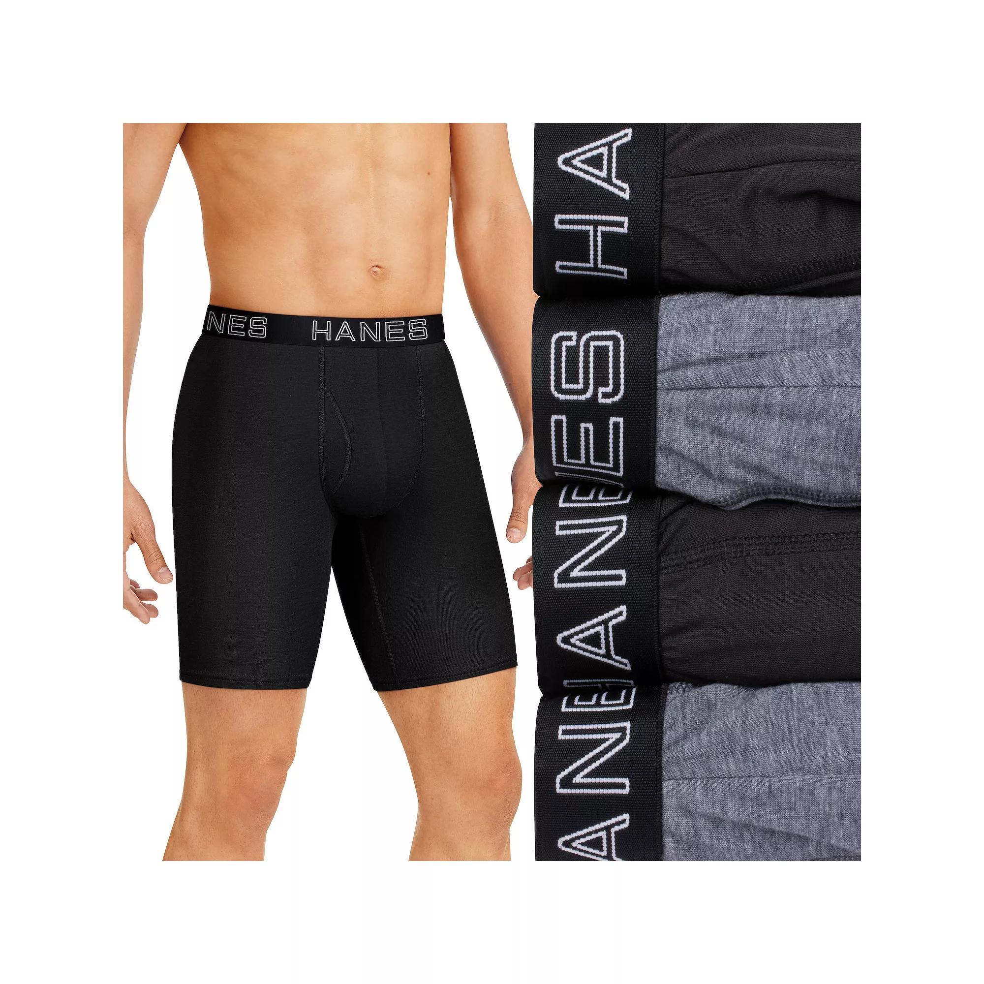 Men's Hanes® Ultimate 4-Pack ComfortFlex Fit Long Leg Boxer Briefs with Total Support Pouch,  Product Image