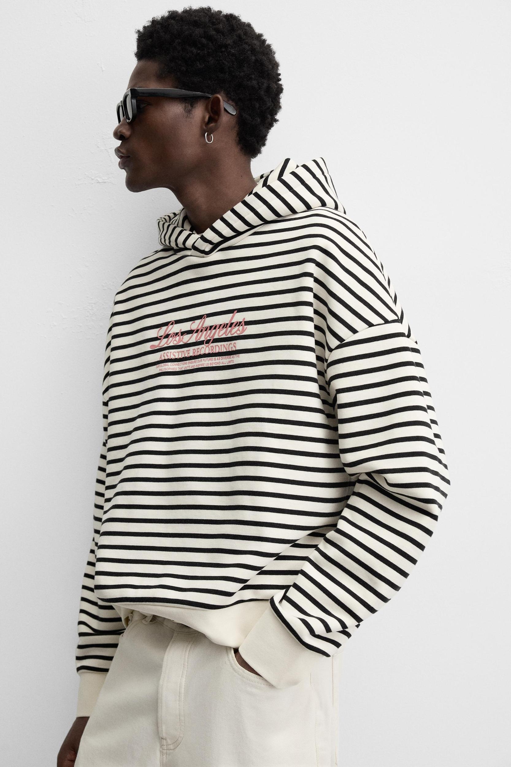 TEXT PRINT STRIPED SWEATSHIRT Product Image