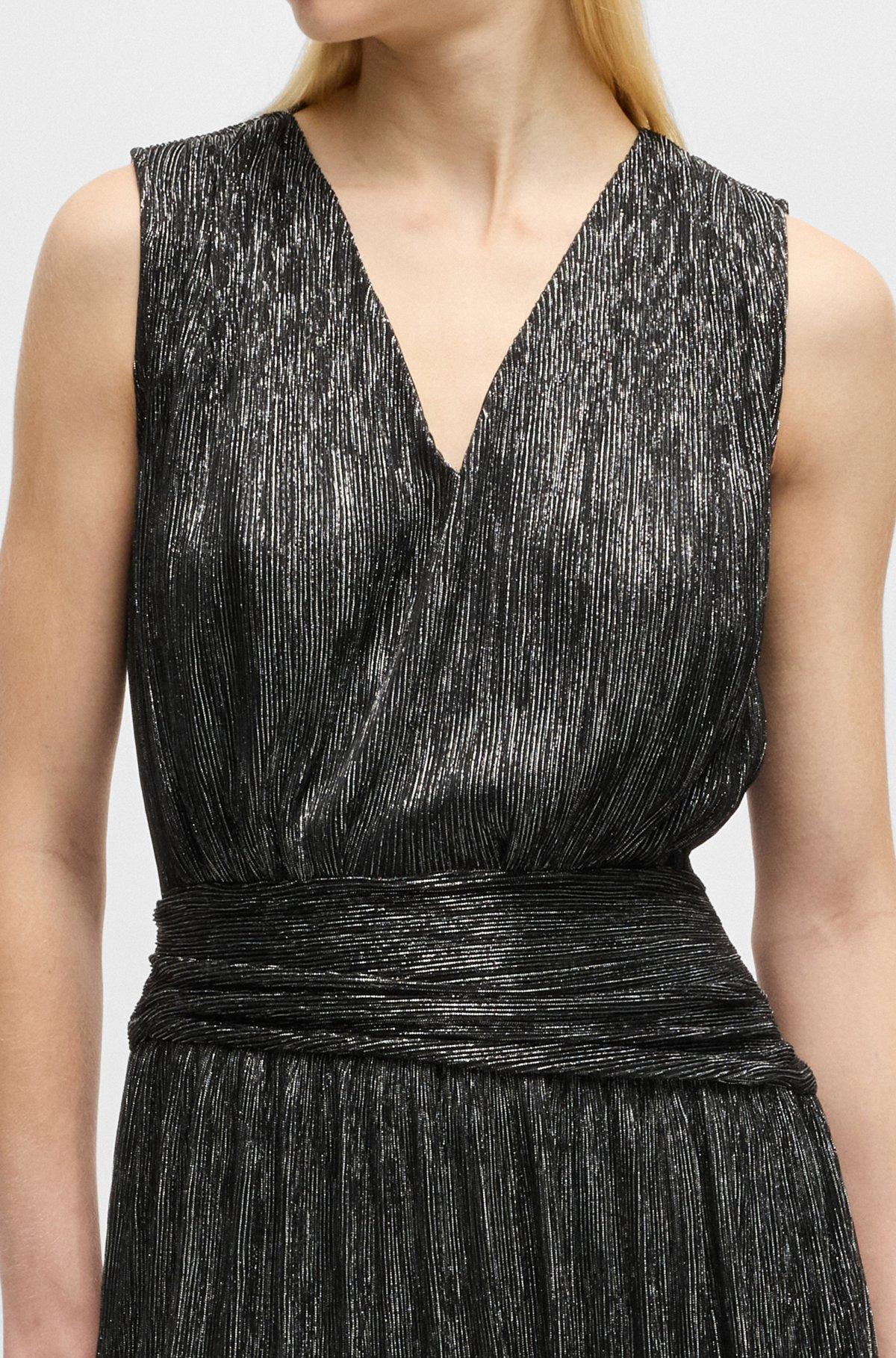 Plissé pleat wrap-front dress with ruffle hem Product Image