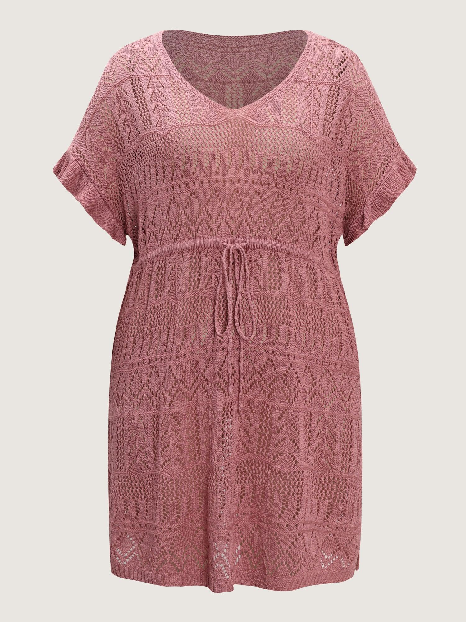 Textured Cut-Out Drawstring Swim Cover-Up Female Product Image