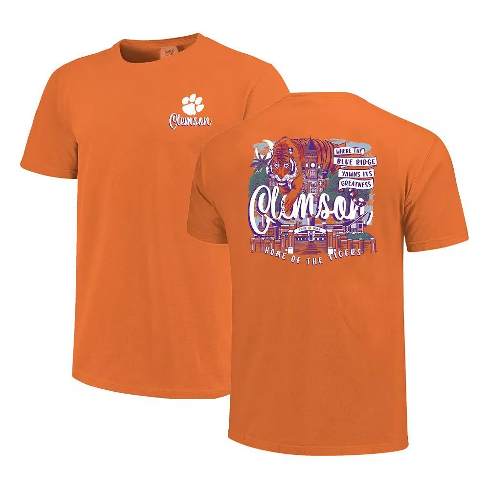 Women's Orange Clemson Tigers Comfort Colors Campus Scene Drawing Script T-Shirt, Size: Small Product Image