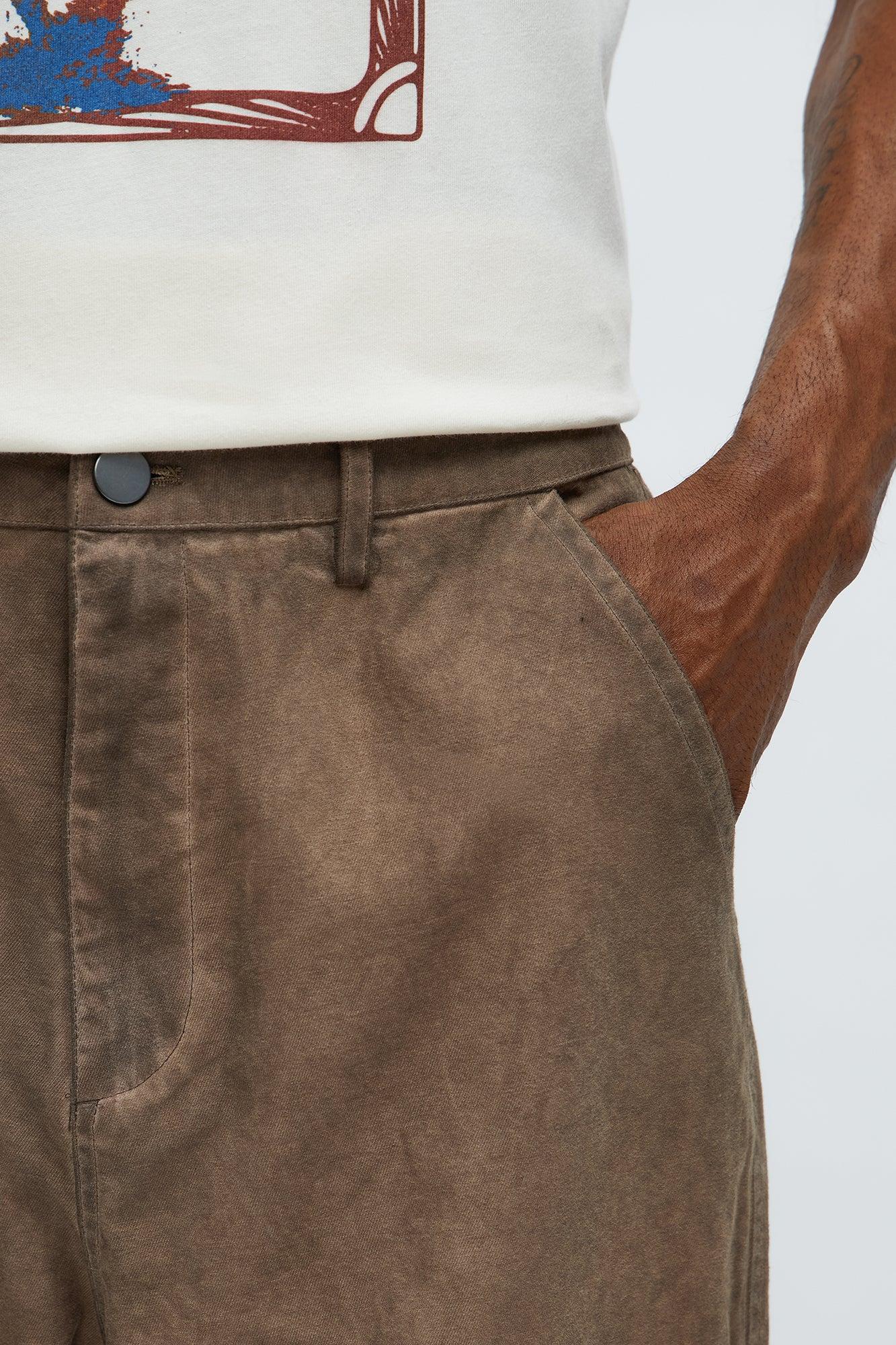 Baggy Got A Mission Dirty Distressing Pants - Brown Male Product Image