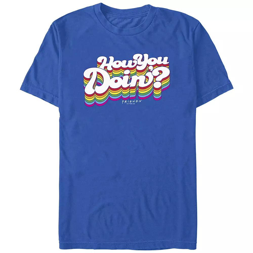 Men's Friends How You Doin' Rainbow Text Graphic Tee,  Product Image