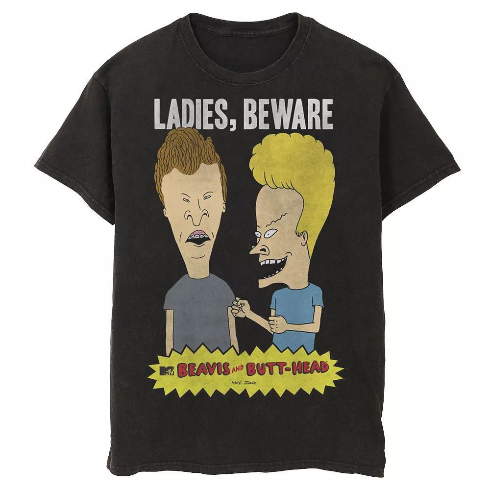 Men's Beavis and Butthead Ladies Beware Logo Graphic Tee,  Product Image
