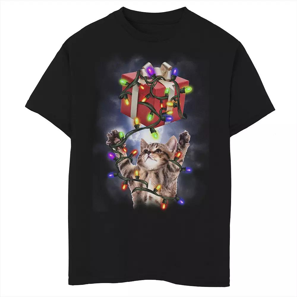 Boys 8-20 Cat Catching Presents Christmas Graphic Tee, Boy's,  Product Image