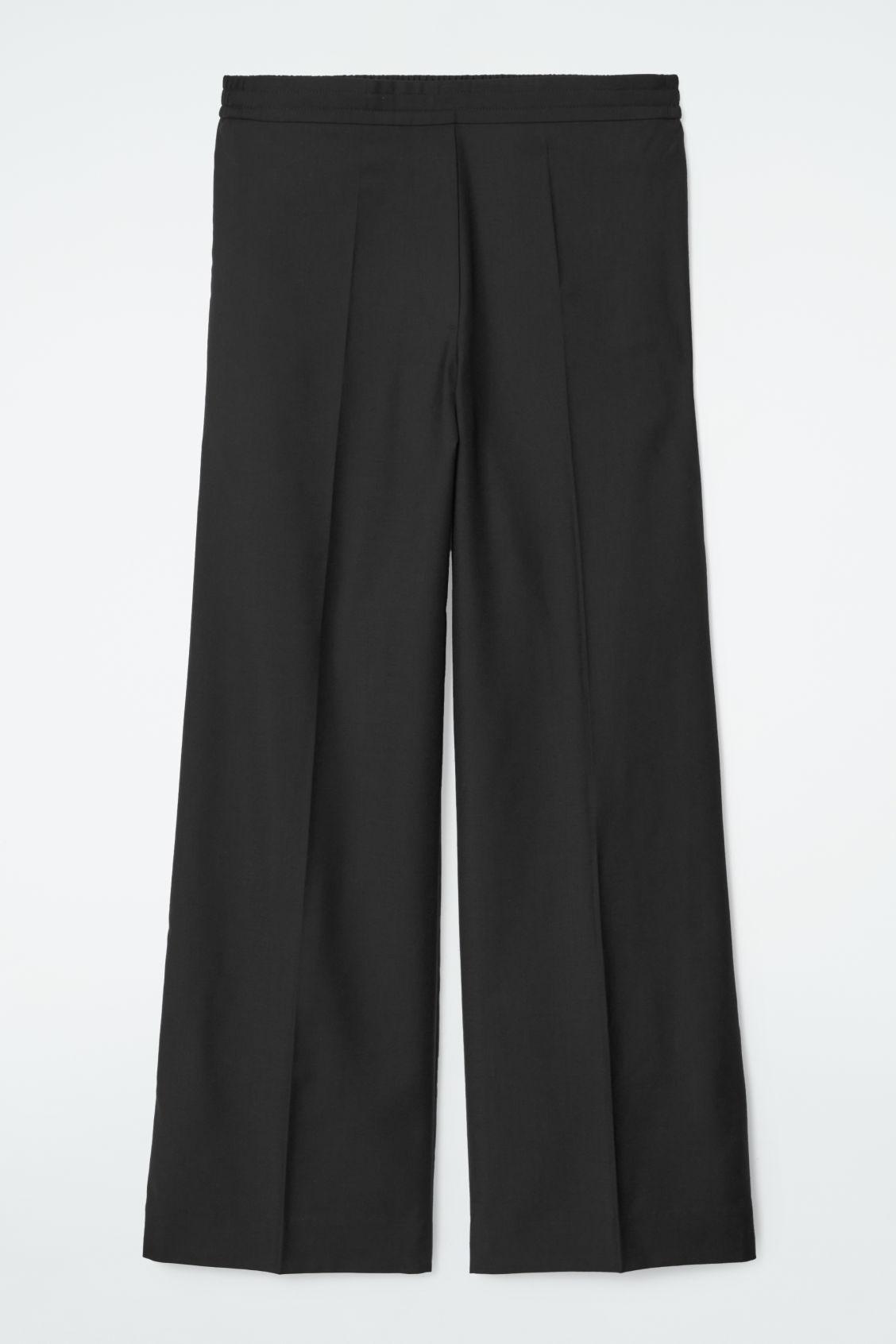REGULAR ELASTICATED WOOL STRAIGHT-LEG PANTS Product Image