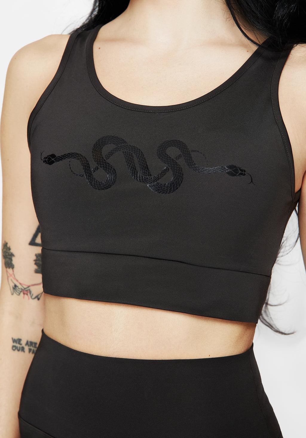 Venin Snake Racerback Athleisure Bra - Charcoal Product Image