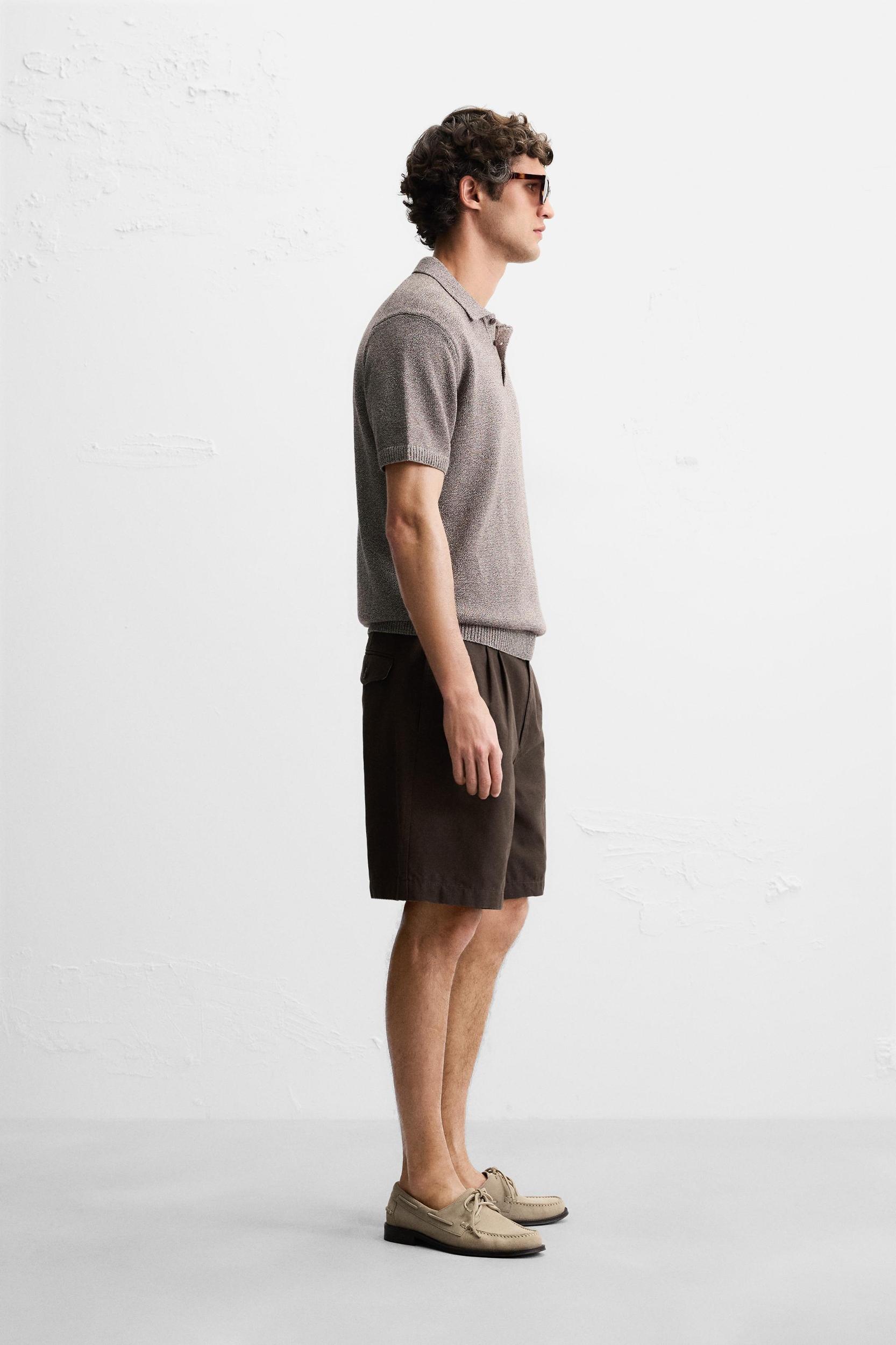 CONTRAST TEXTURED KNIT POLO SHIRT Product Image