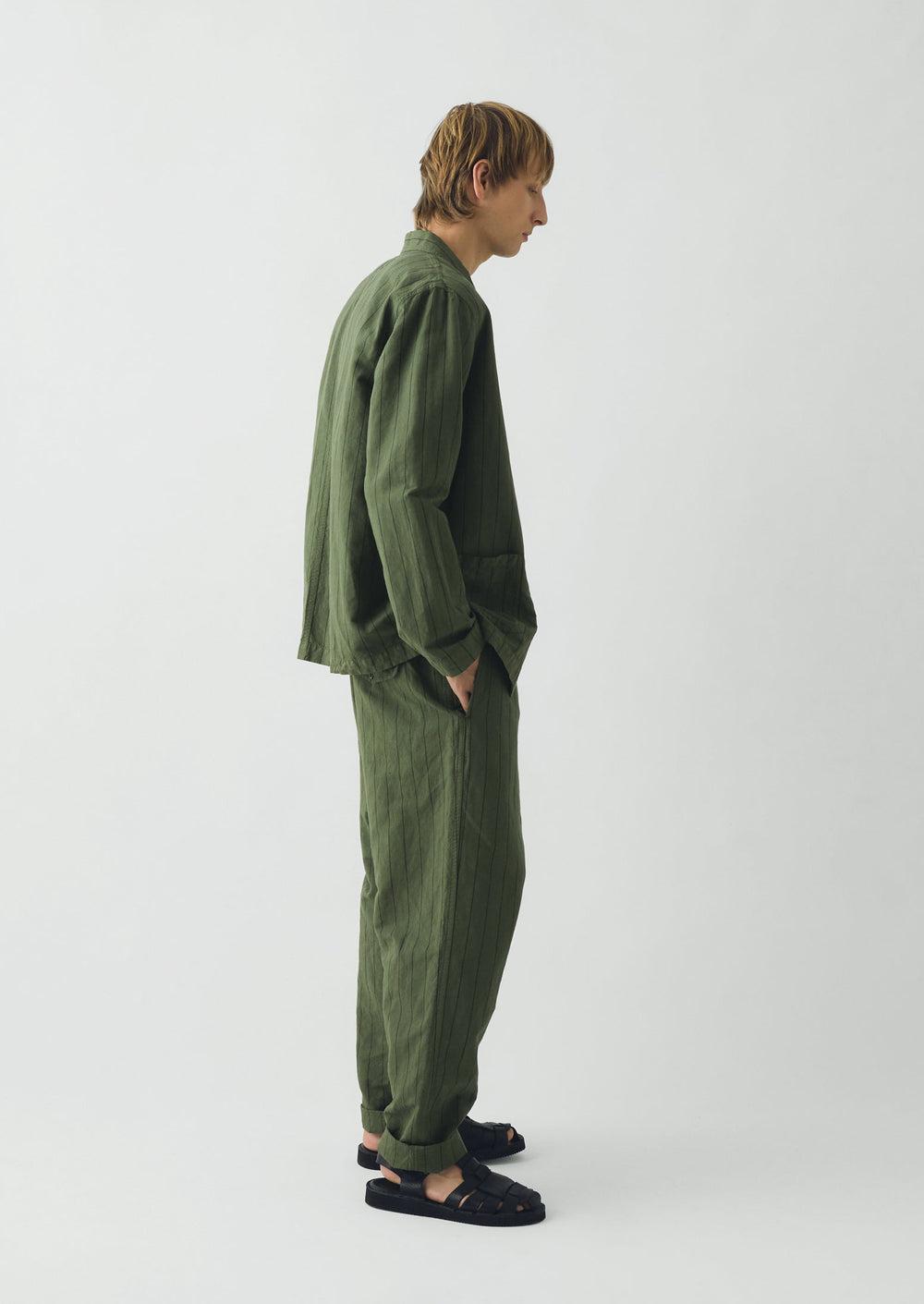 Overdyed Stripe Elasticated Cotton Linen Pants | Basil Product Image