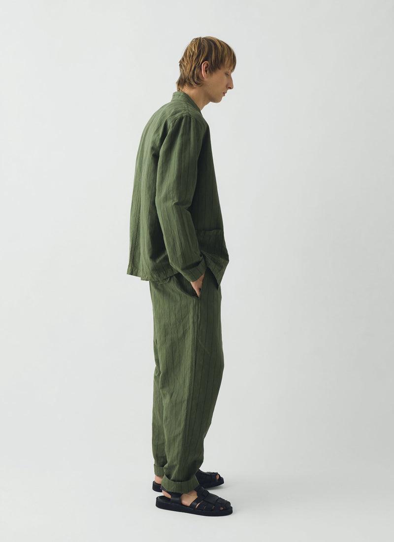 Overdyed Stripe Elasticated Cotton Linen Pants | Basil Product Image