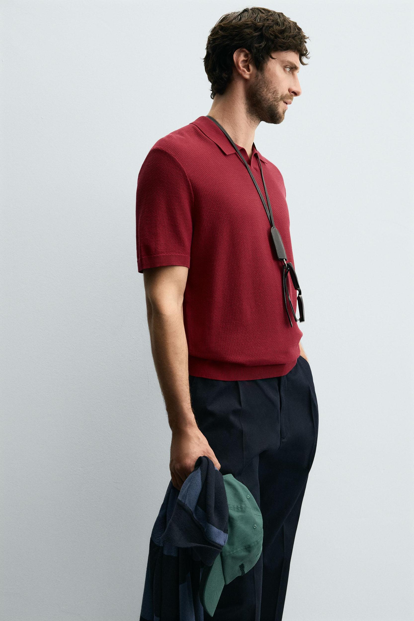 TEXTURED KNIT POLO SHIRT Product Image