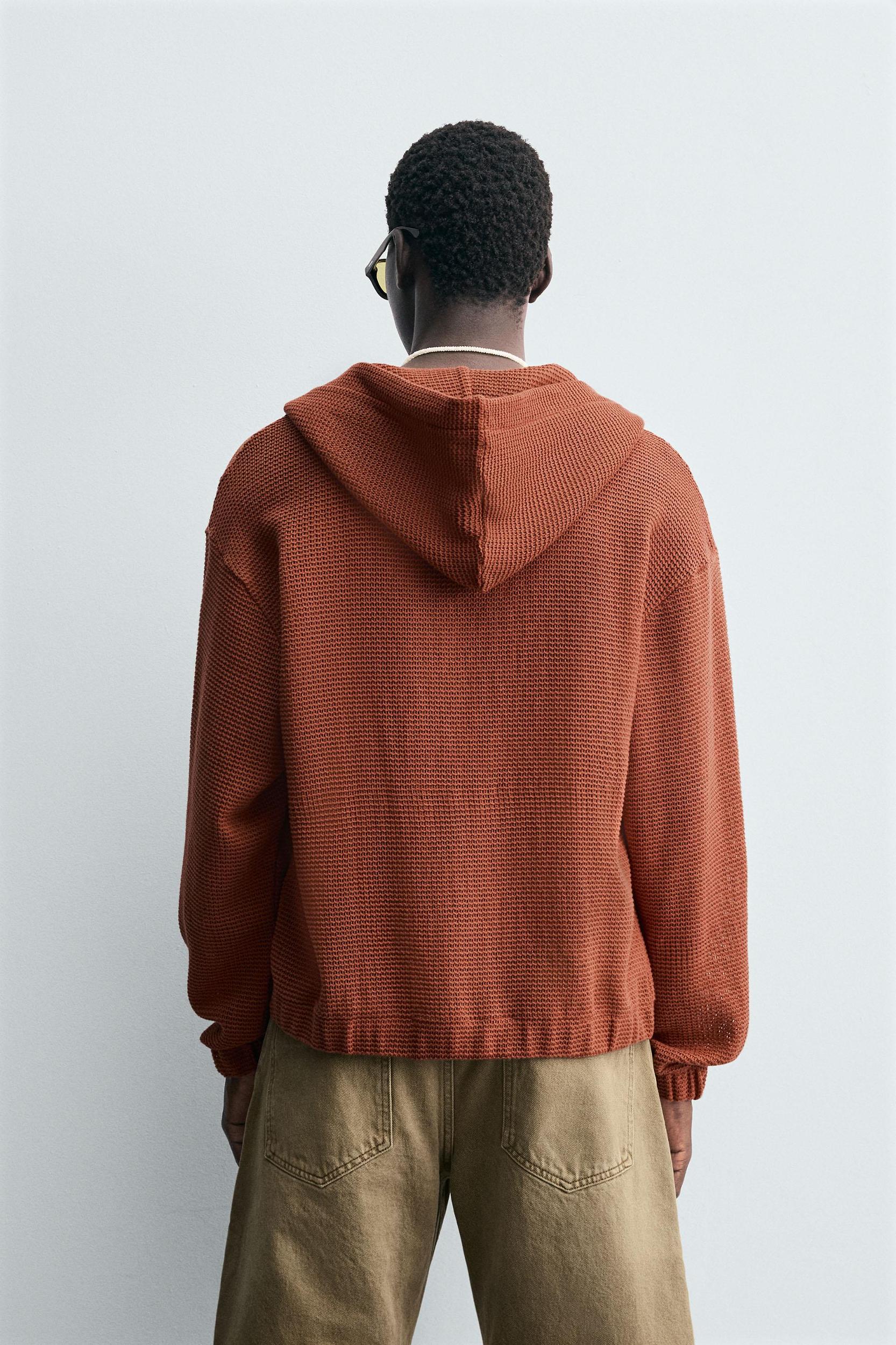 OPEN WEAVE HOODED SWEATSHIRT Product Image