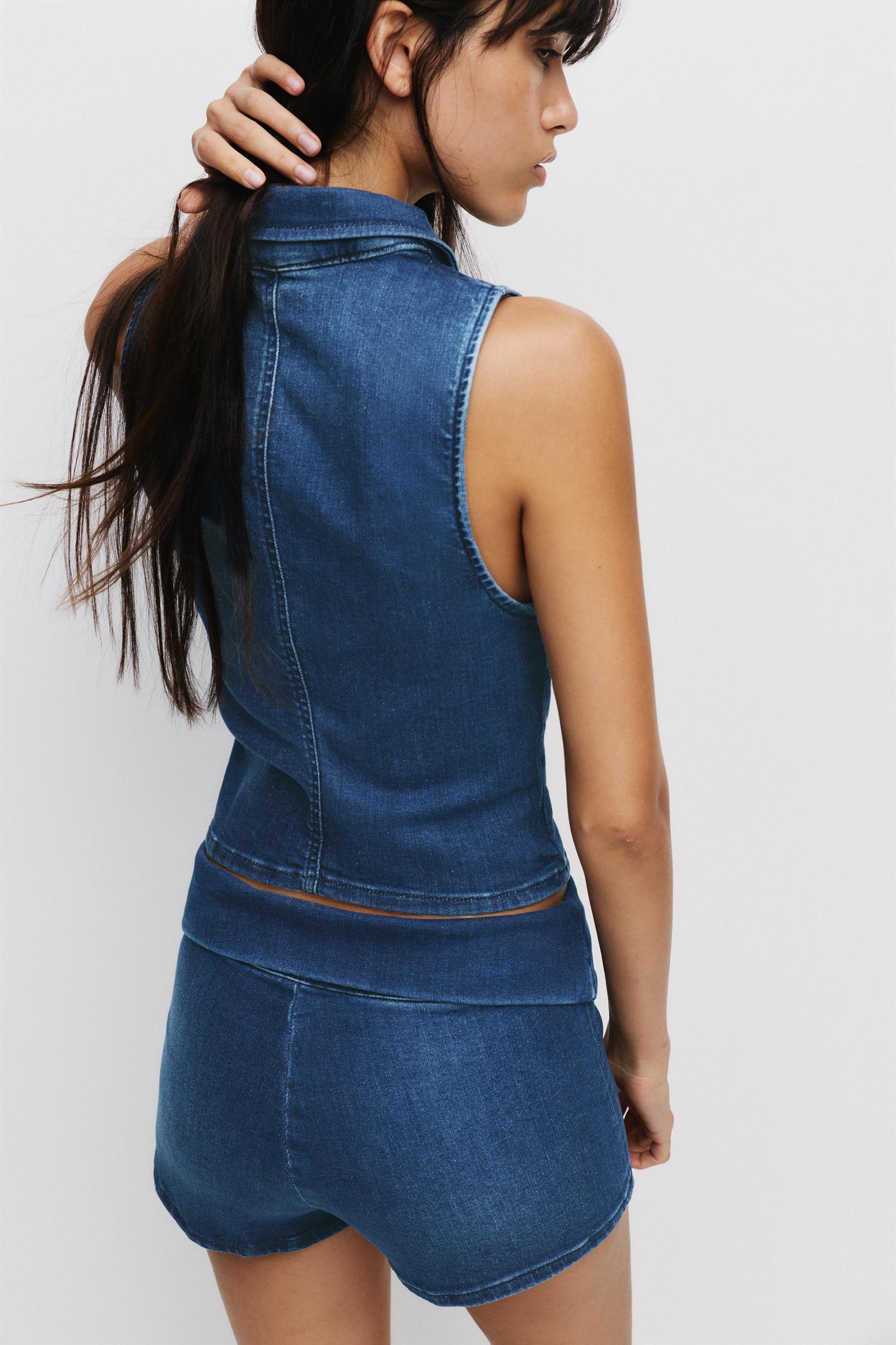 Zip-up denim top Product Image