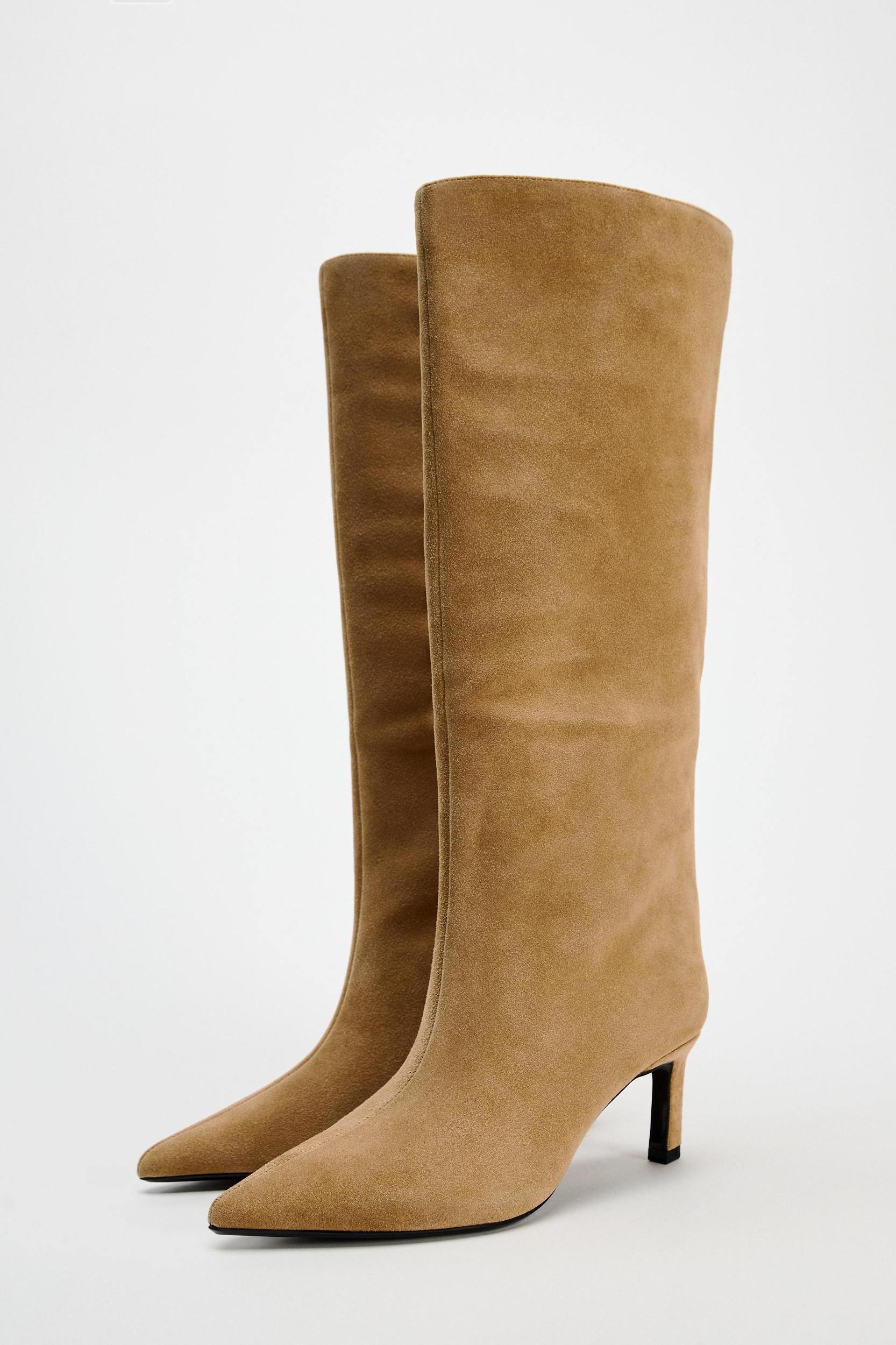 SPLIT LEATHER HEELED BOOTS Product Image