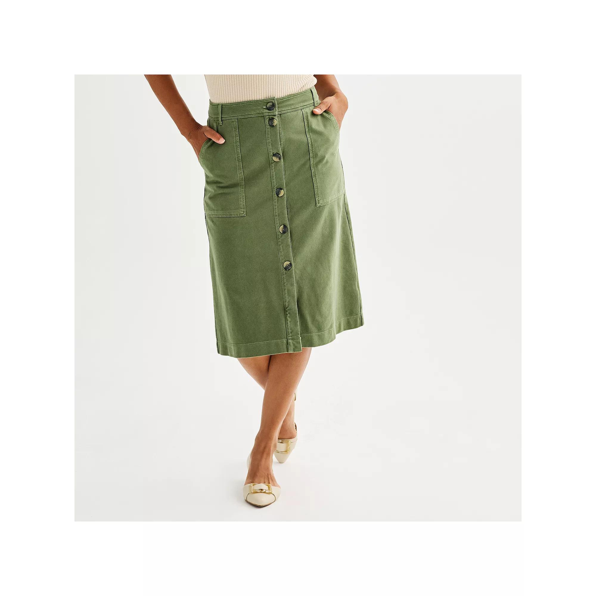 Women's Sonoma Goods For Life® Utility Midi Skirt, Size: XS, Green Product Image