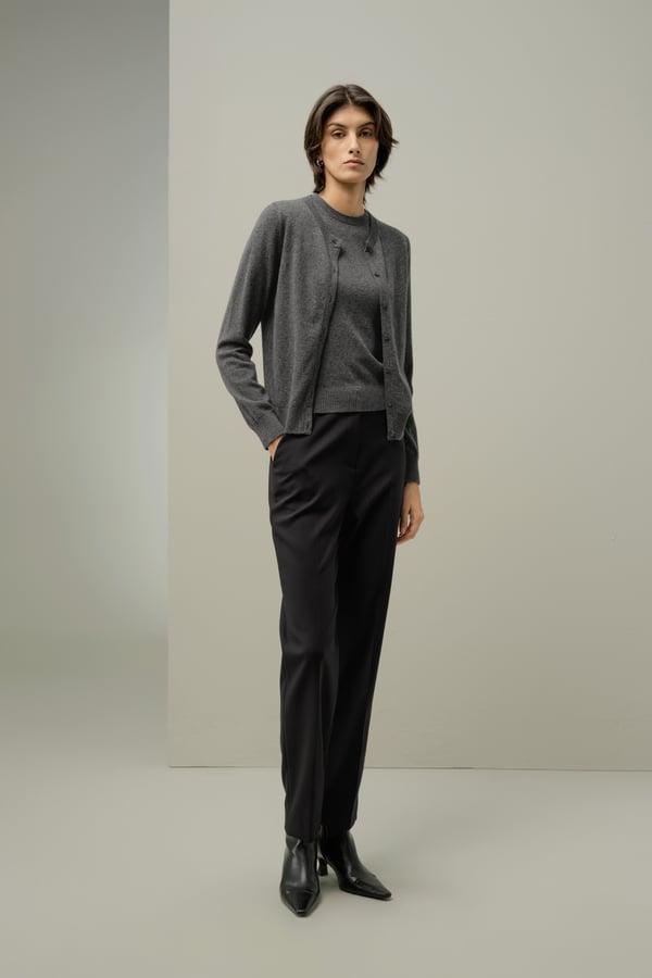 LILYSILK Women's Cashmere Cardigan | Fitted Crew Neck | 100% Cashmere | Soft & Breathable | Medium Gray | M Product Image