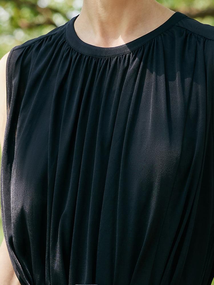 Knitted Women Maxi Vest Dress With Belt And Bottomed Spaghetti Strap D Product Image