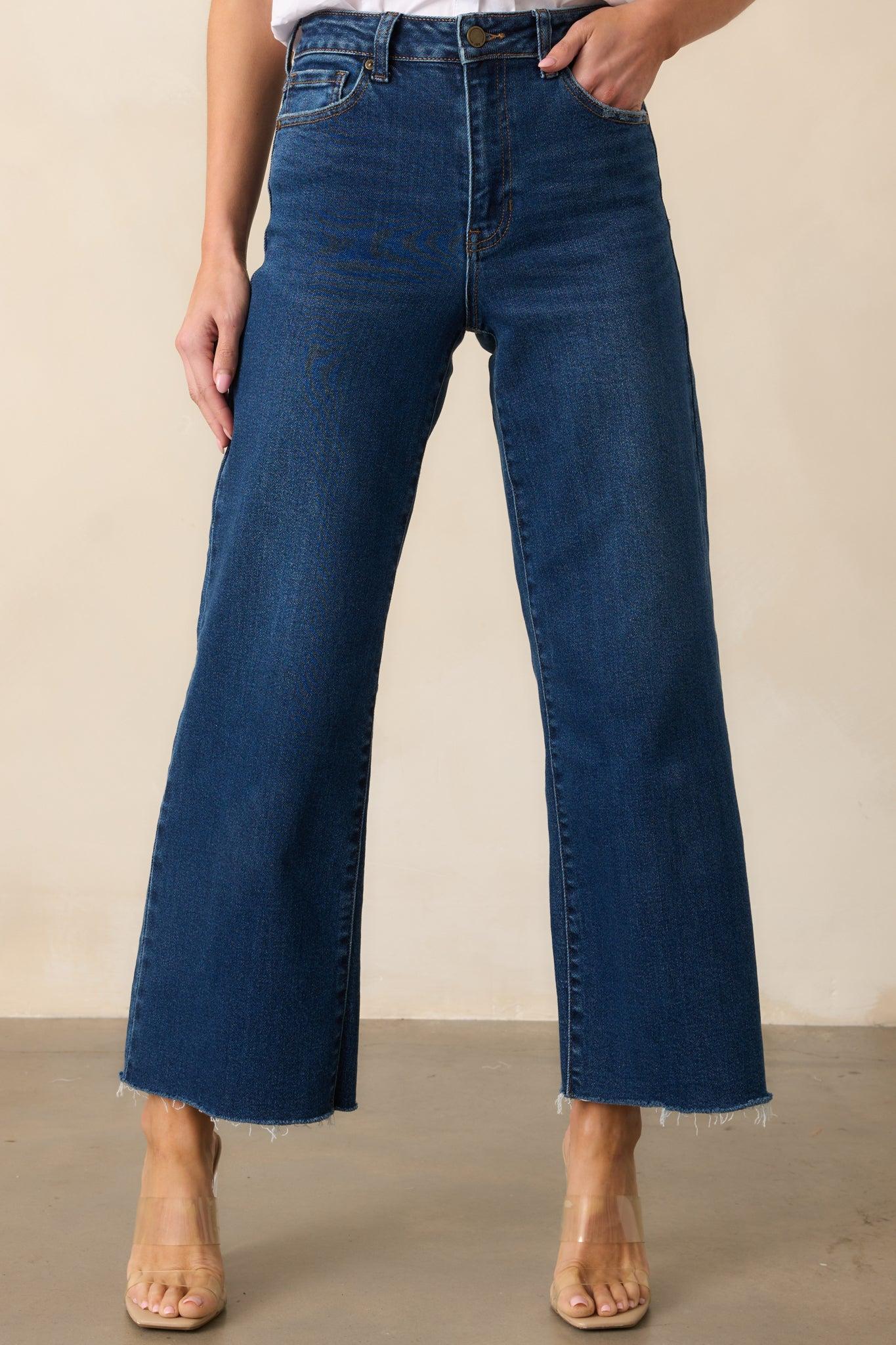 Already On It Dark Wash Wide Leg Jeans Product Image