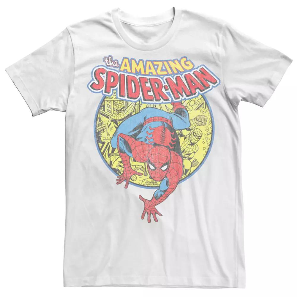 Men's Marvel's Spider-Man Classic Collage Logo Tee, Size: Medium, White Product Image