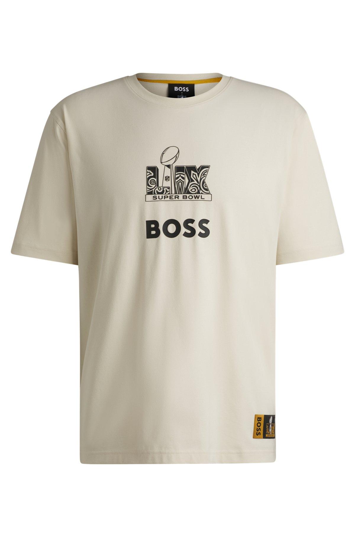 BOSS x NFL stretch-cotton T-shirt with gold-tone artwork Product Image