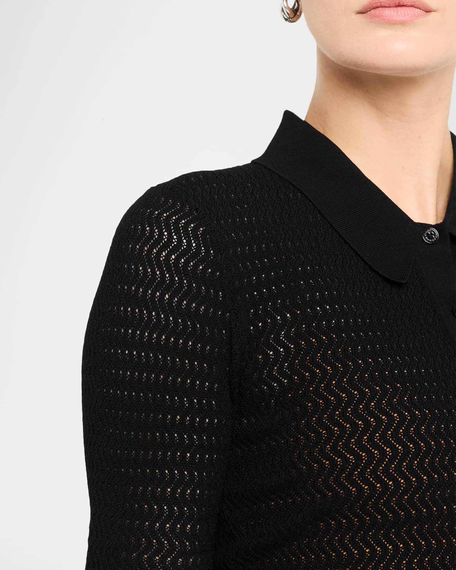 Pointelle Chevron Knit Polo Top Product Image