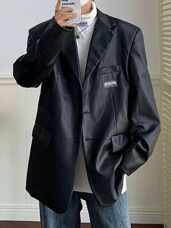 Men's Leather Jacket Blazer Product Image