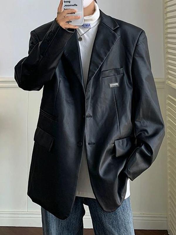 Men's Leather Jacket Blazer Product Image