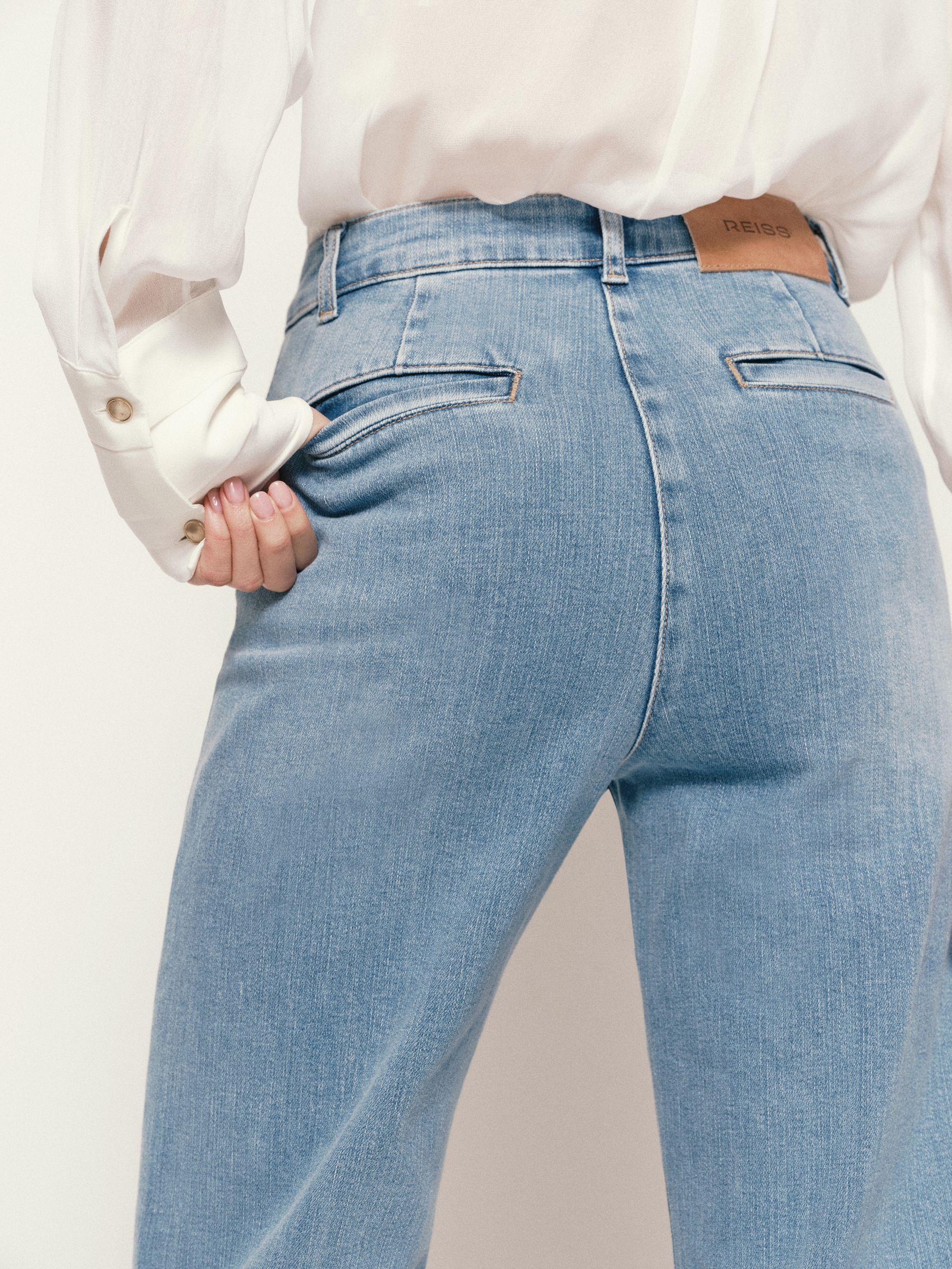Petite Slim-Leg Mid-Rise Jeans in Mid Blue Product Image