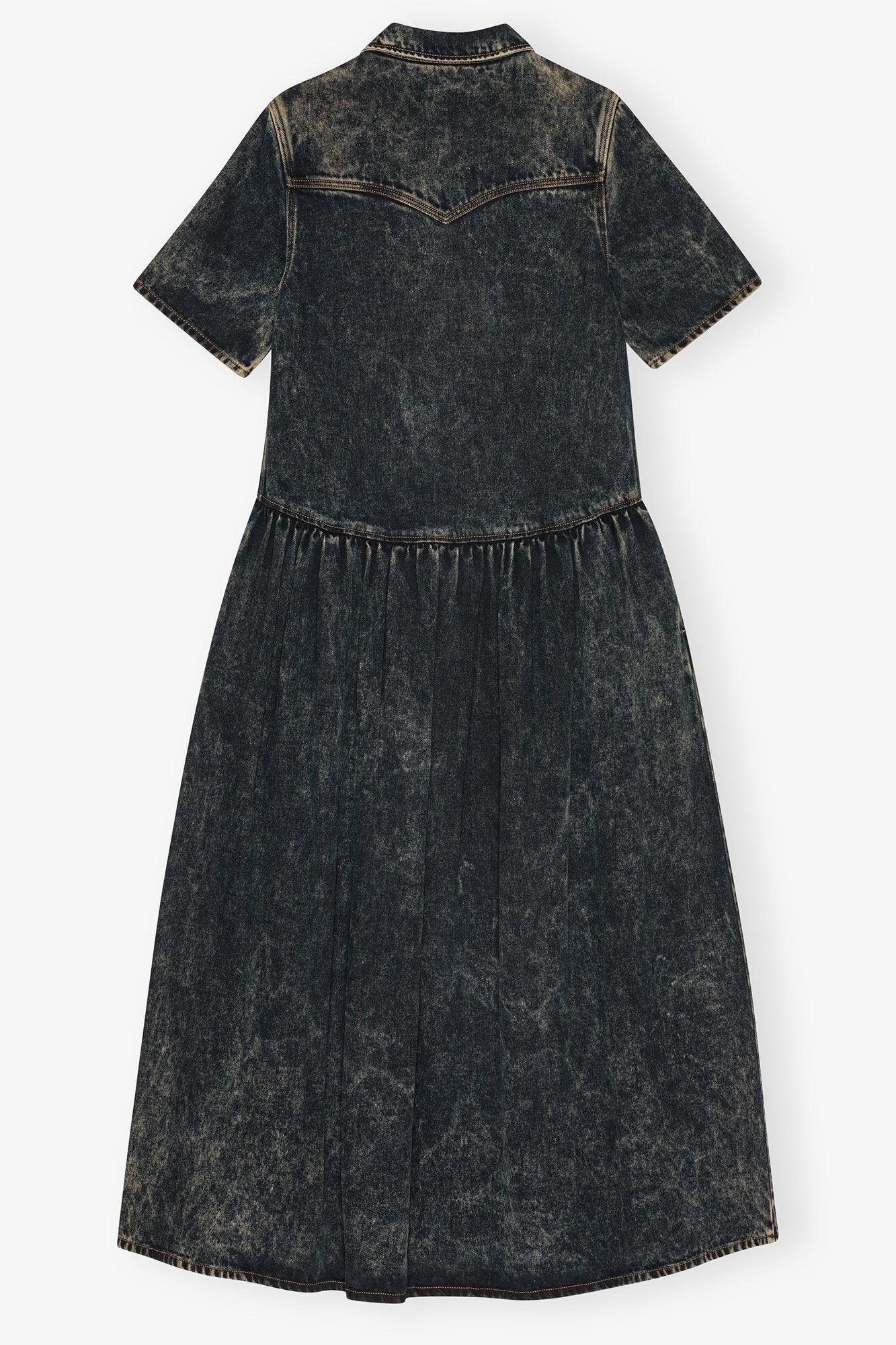 Black Washed Denim Dress Product Image