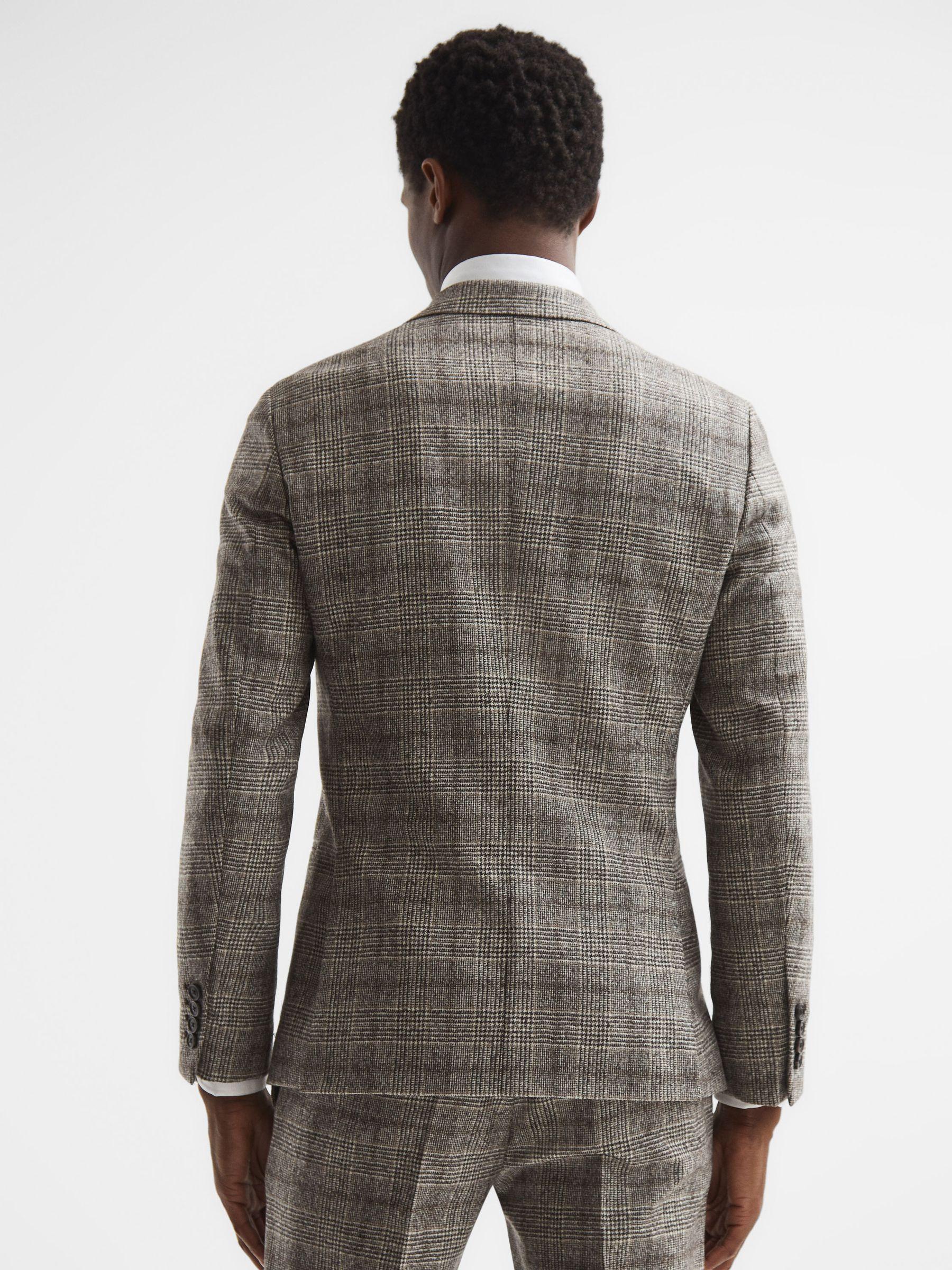Slim Fit Double Breasted Prince Of Wales Check Blazer in Brown Product Image