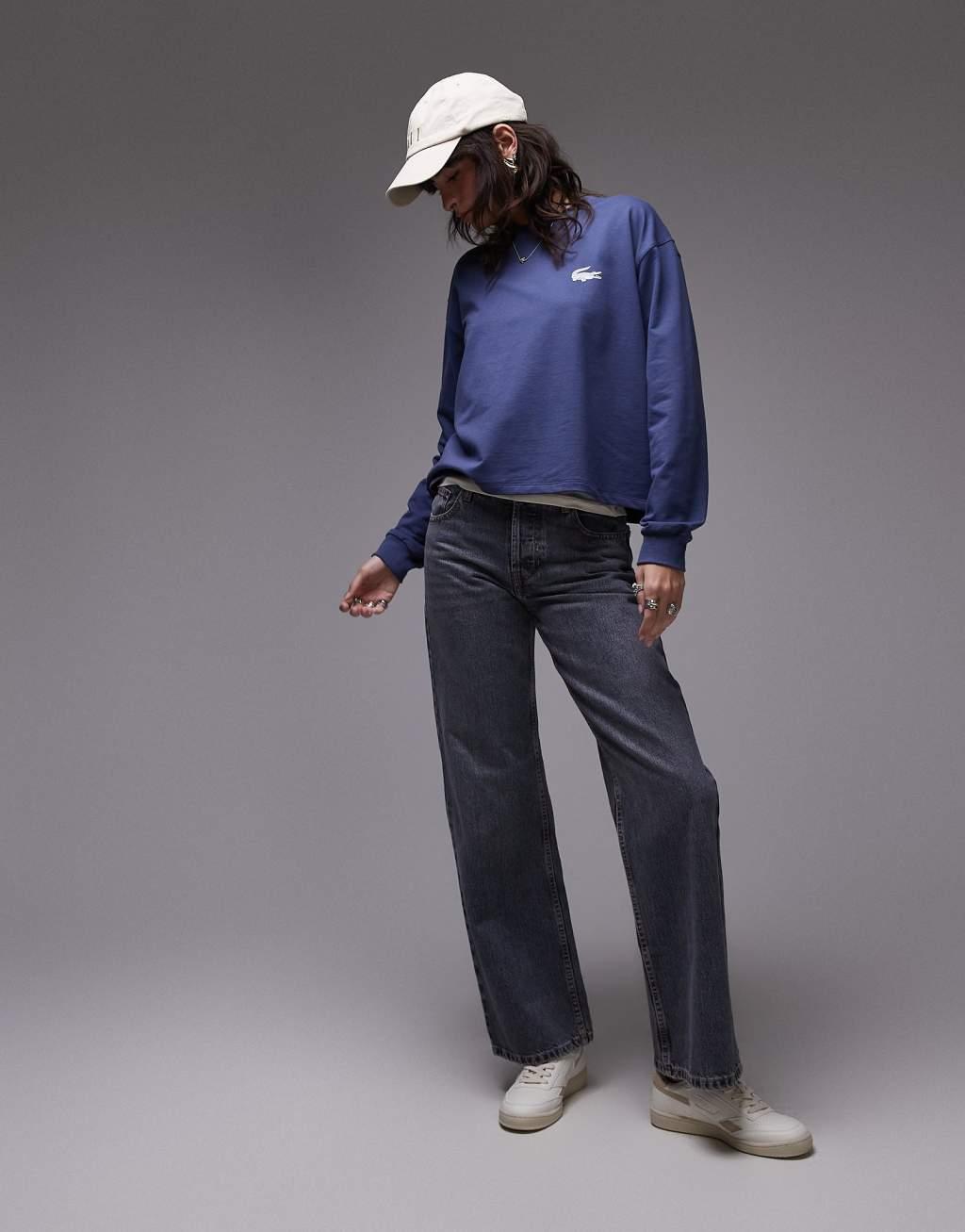 Lacoste loungewear sweatshirt in navy Product Image