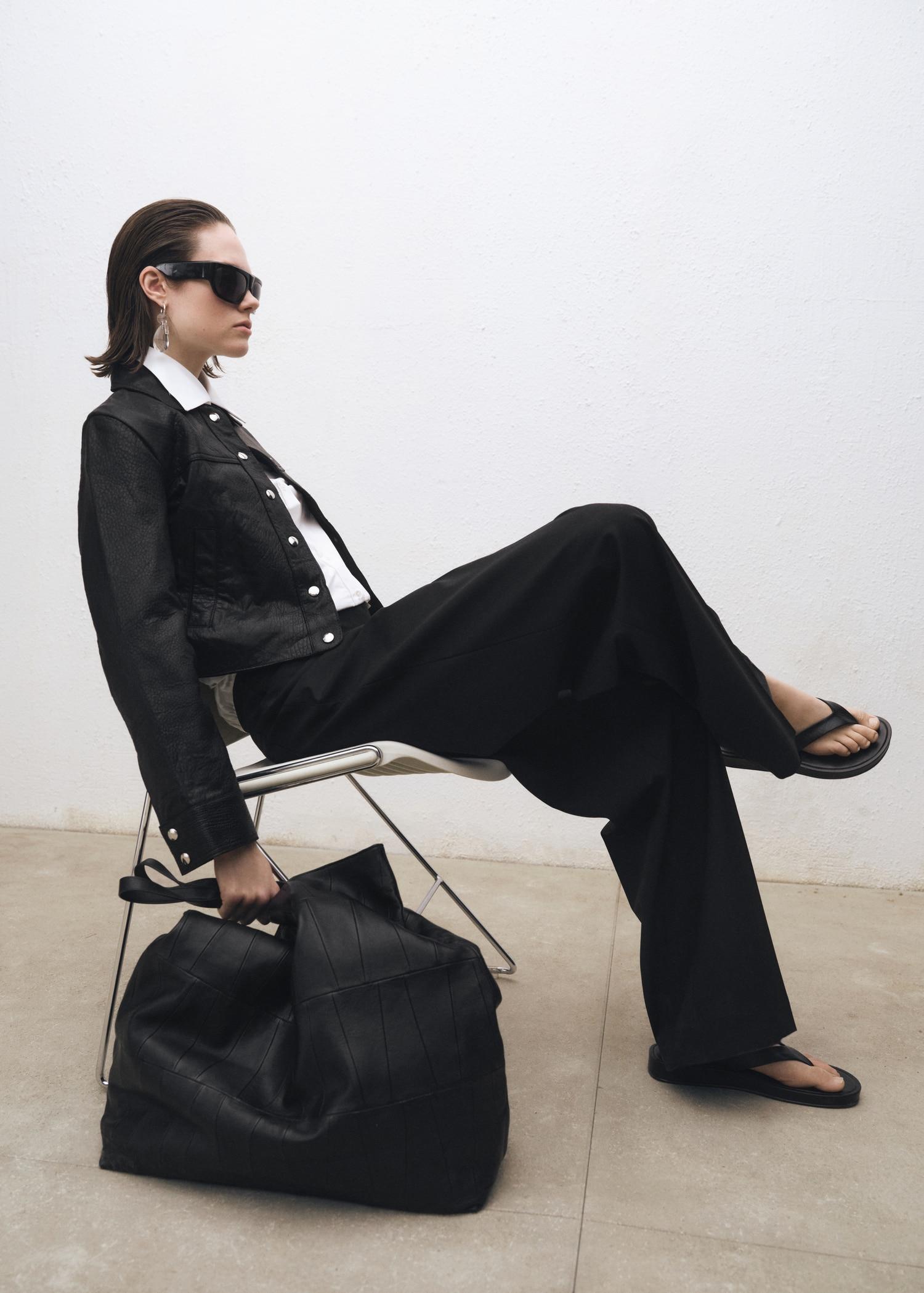 Lapels leather jacket - Women | MANGO USA Product Image