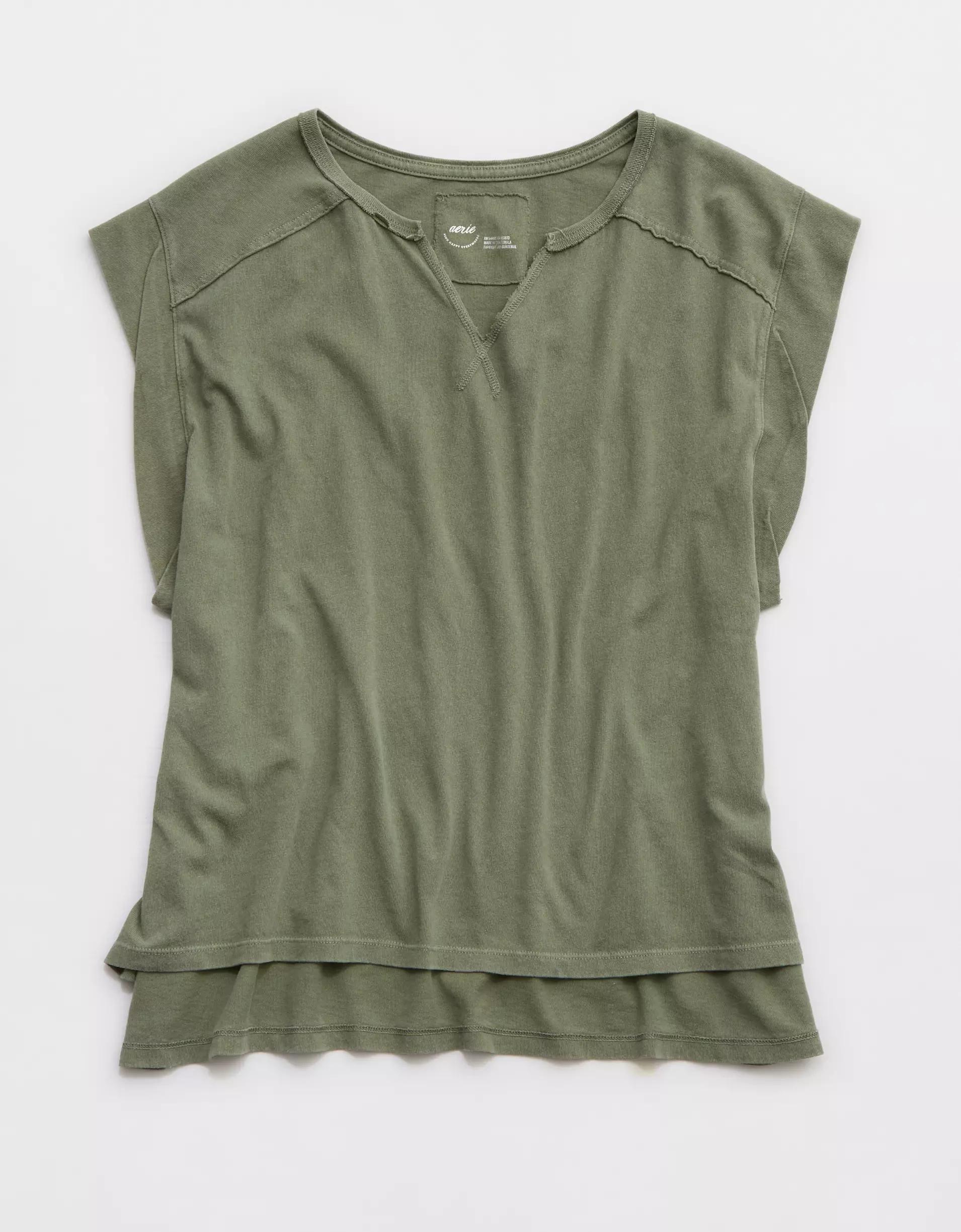 Aerie Summer Breeze Notch Neck T-Shirt Product Image