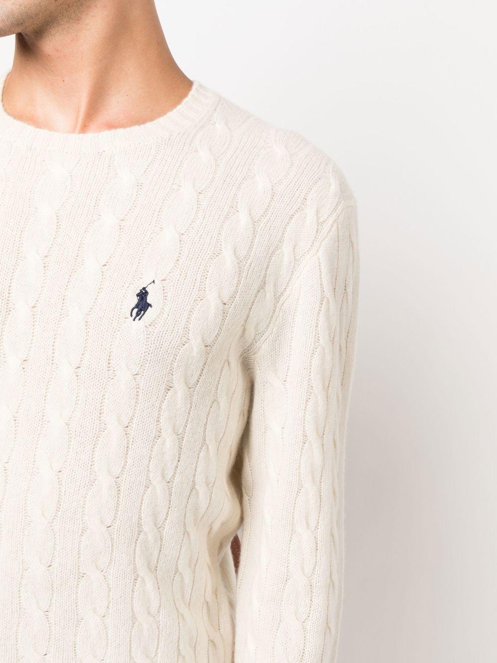 logo-embroidered cable-knit jumper Product Image