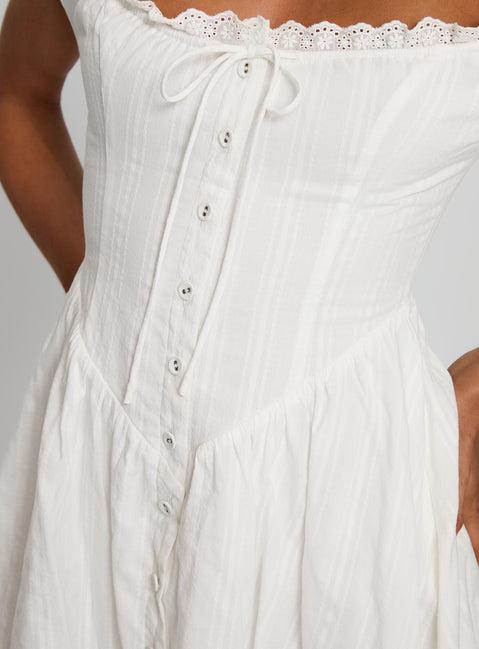 White Horse Off The Shoulder Mini Dress White Product Image