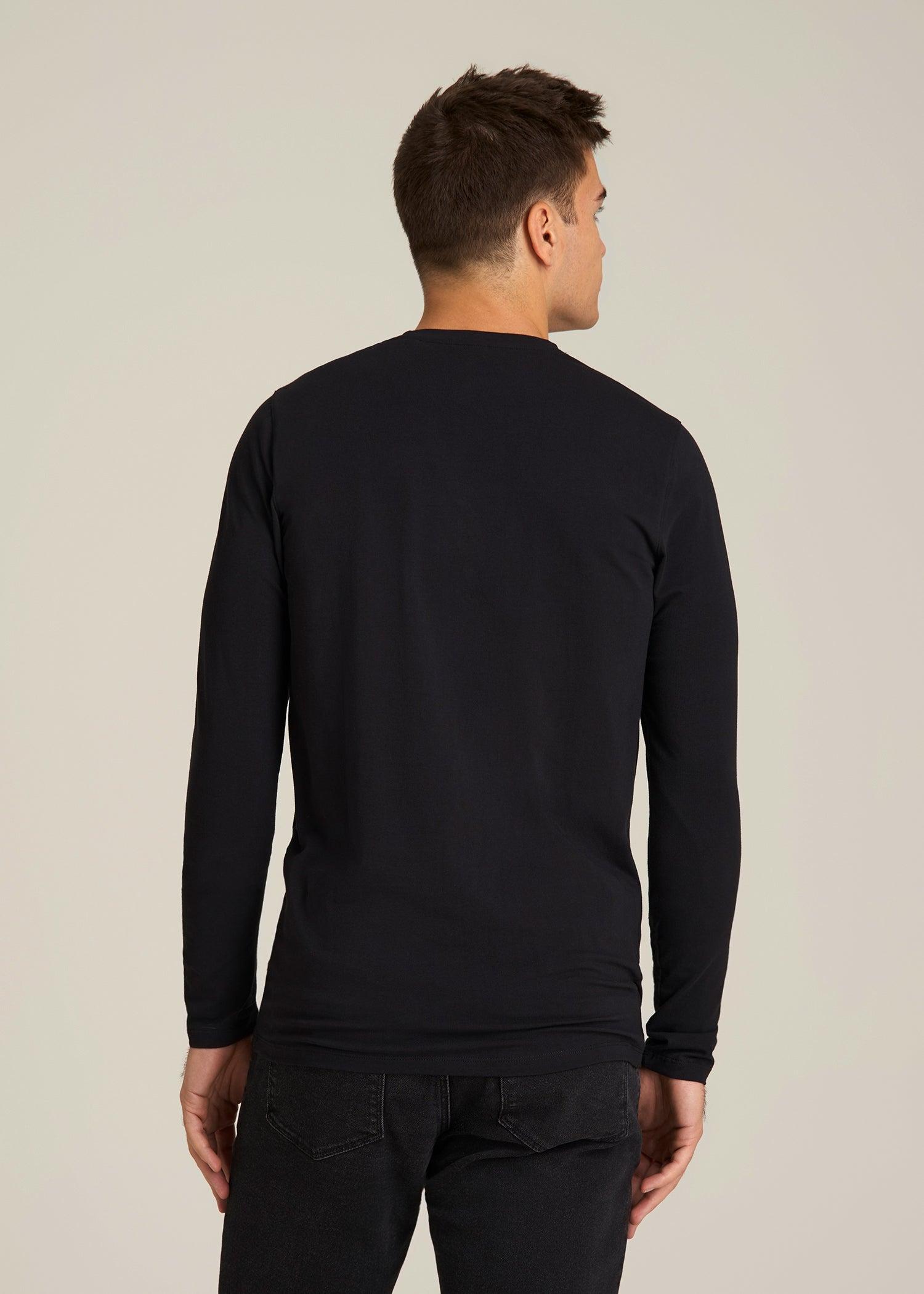 The Essential Modern Fit Crewneck Long Sleeve Tee for Tall Men in Black Male Product Image