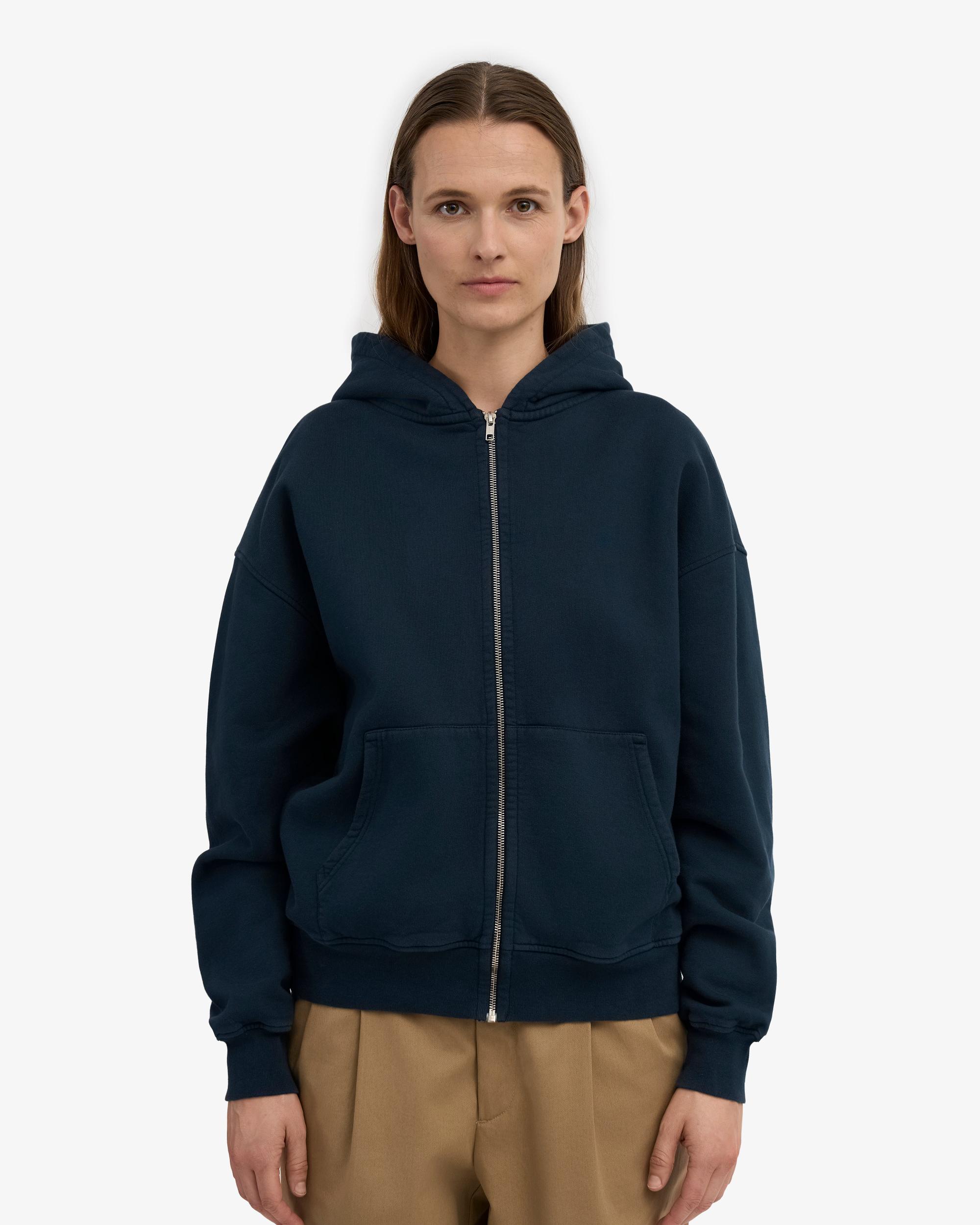 Organic Oversized Zip Hood - Navy Blue Product Image