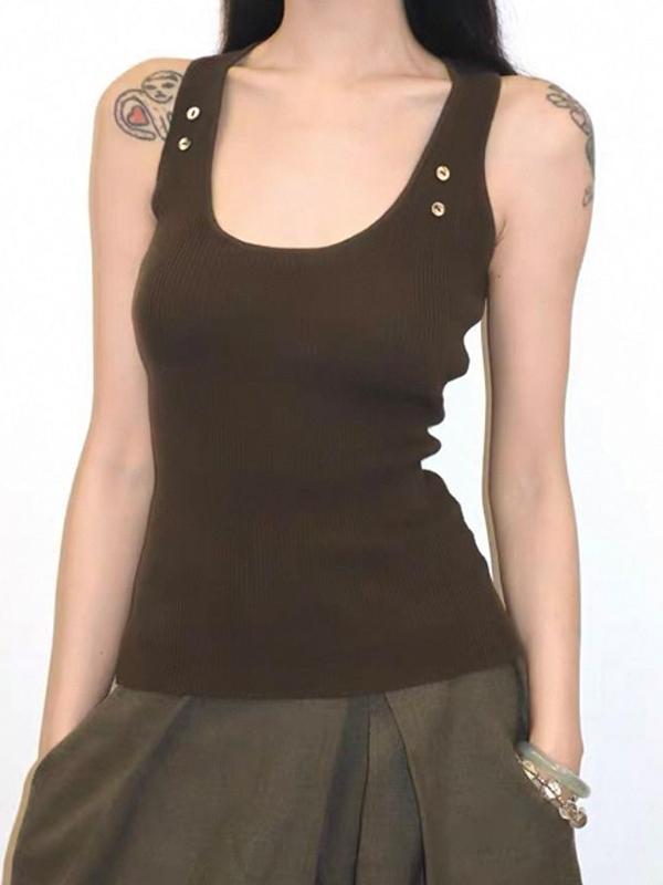 Studded Button Tank Top Product Image