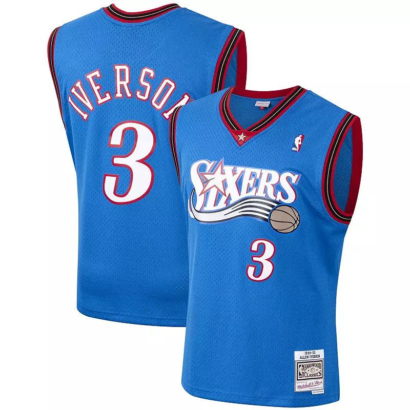 Men's Mitchell & Ness Allen Iverson Royal Philadelphia 76ers Hardwood Classics Swingman Jersey,  Product Image