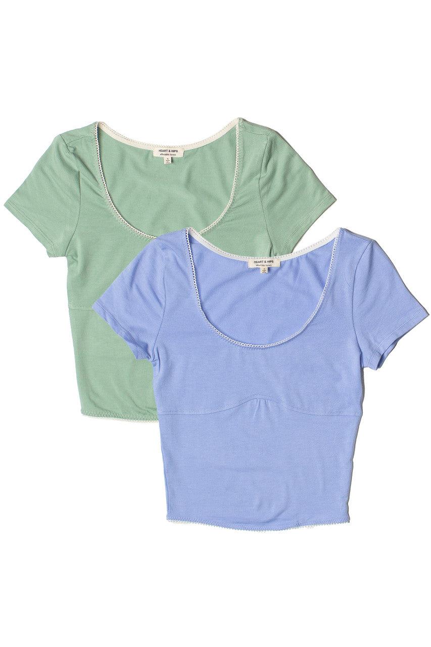 Underbust Seam Lace Trim Tee Product Image