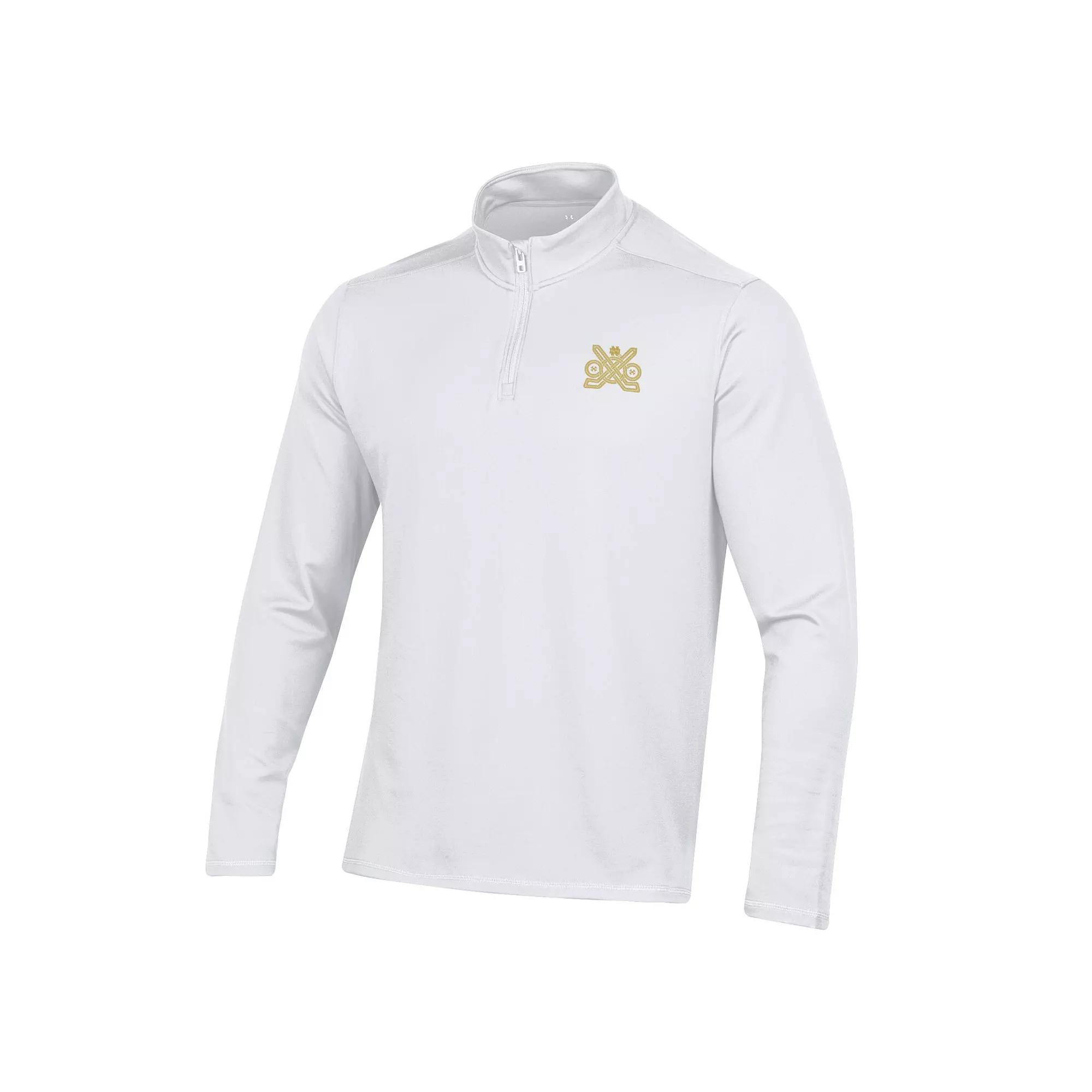 Men's Under Armour White Notre Dame Fighting Irish Ireland Motion Quarter-Zip Pullover Top,  Product Image
