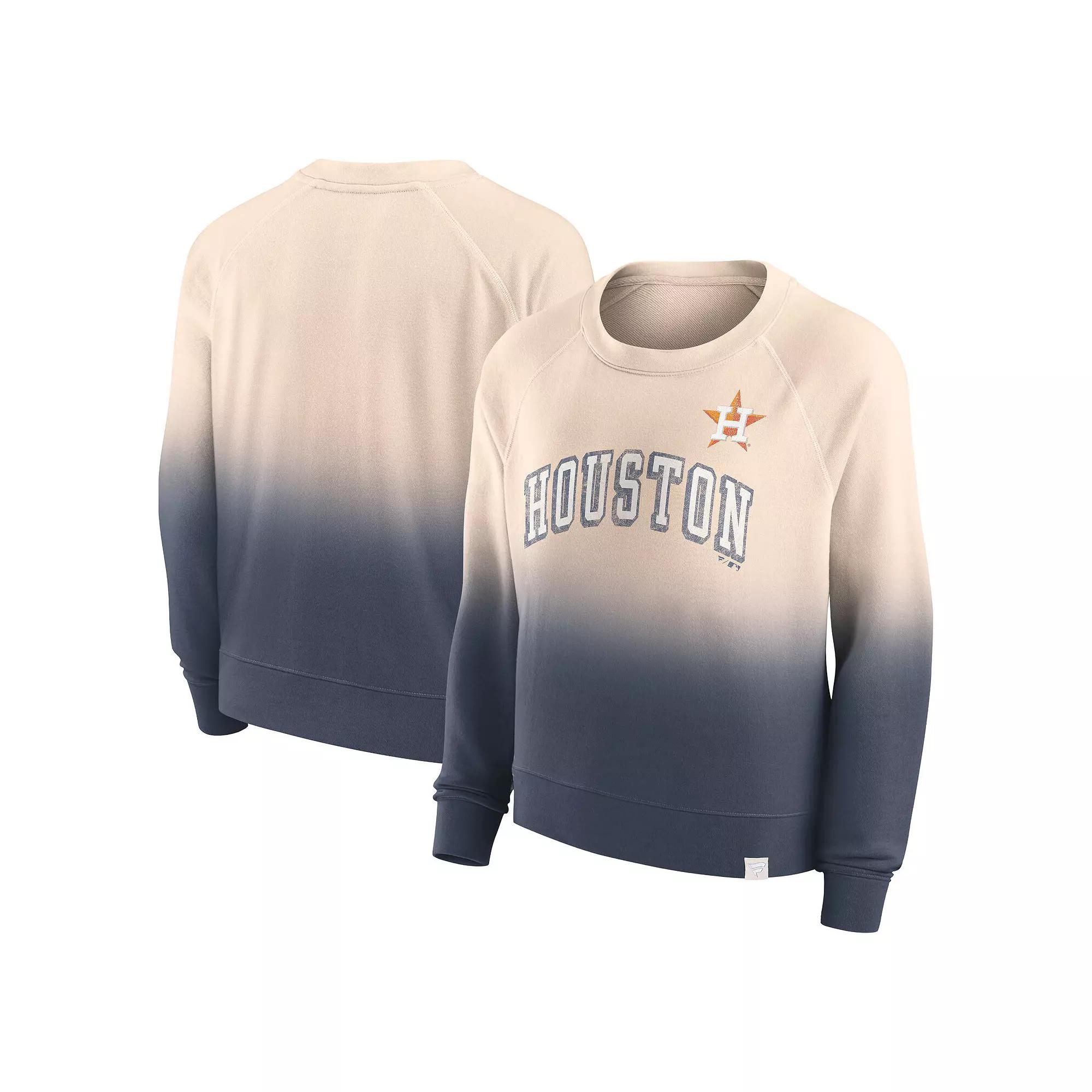 Women's Fanatics Branded Tan/Navy Houston Astros Luxe Lounge Arch Raglan Pullover Sweatshirt, Size: Medium, Team Product Image