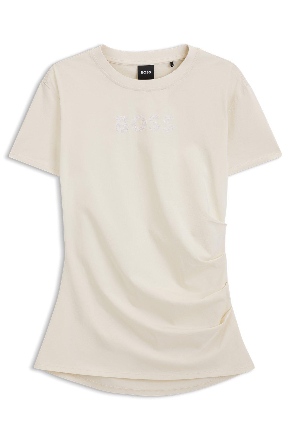 Slim-fit T-shirt in mercerized cotton with embellished logo Product Image