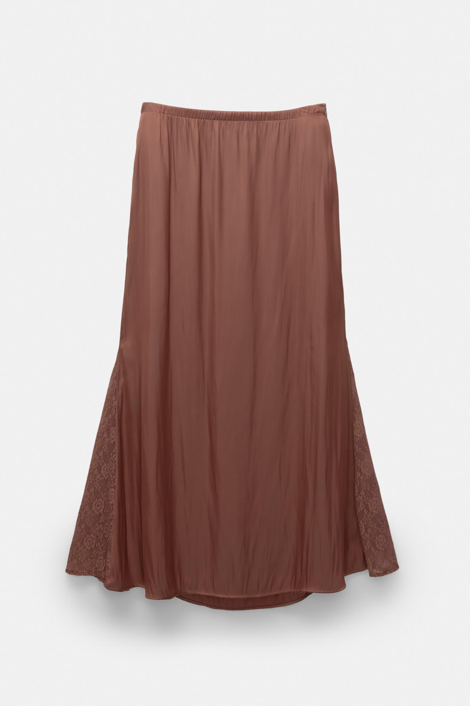 Satin lace midi skirt Product Image