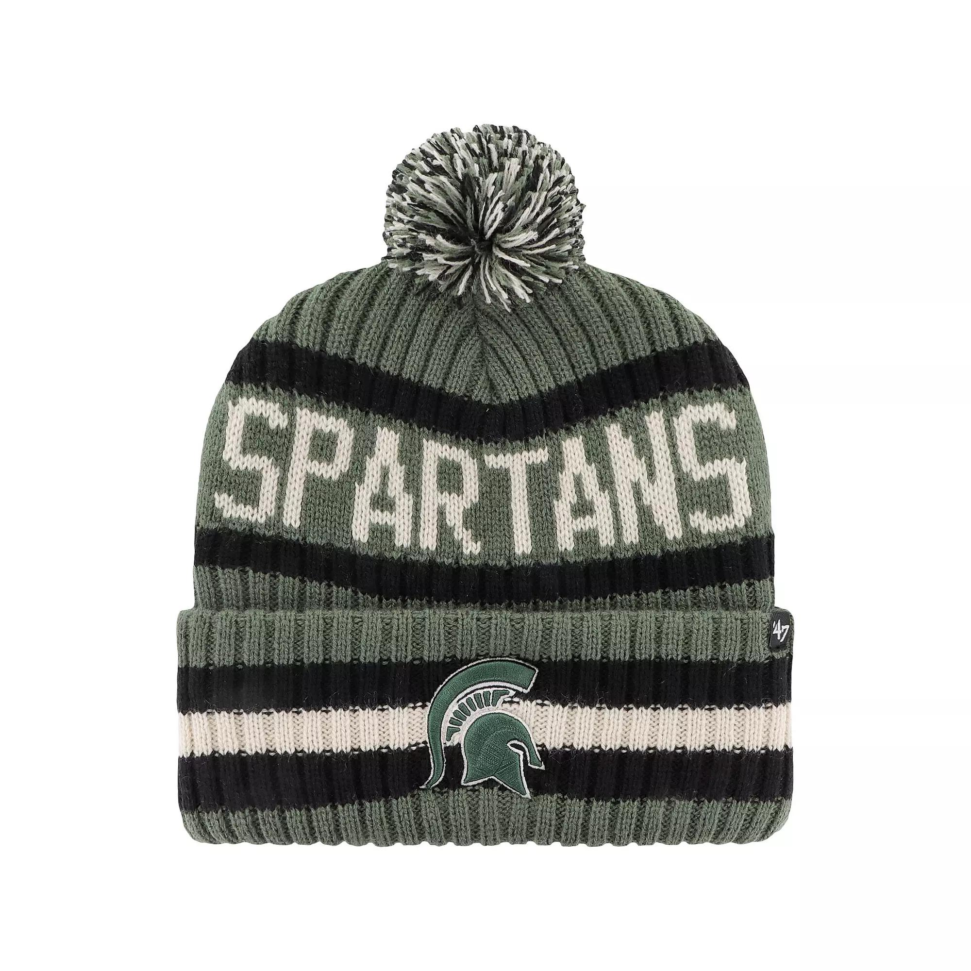 Men's '47 Green Michigan State Spartans OHT Military Appreciation Bering Cuffed Knit Hat with Pom Product Image