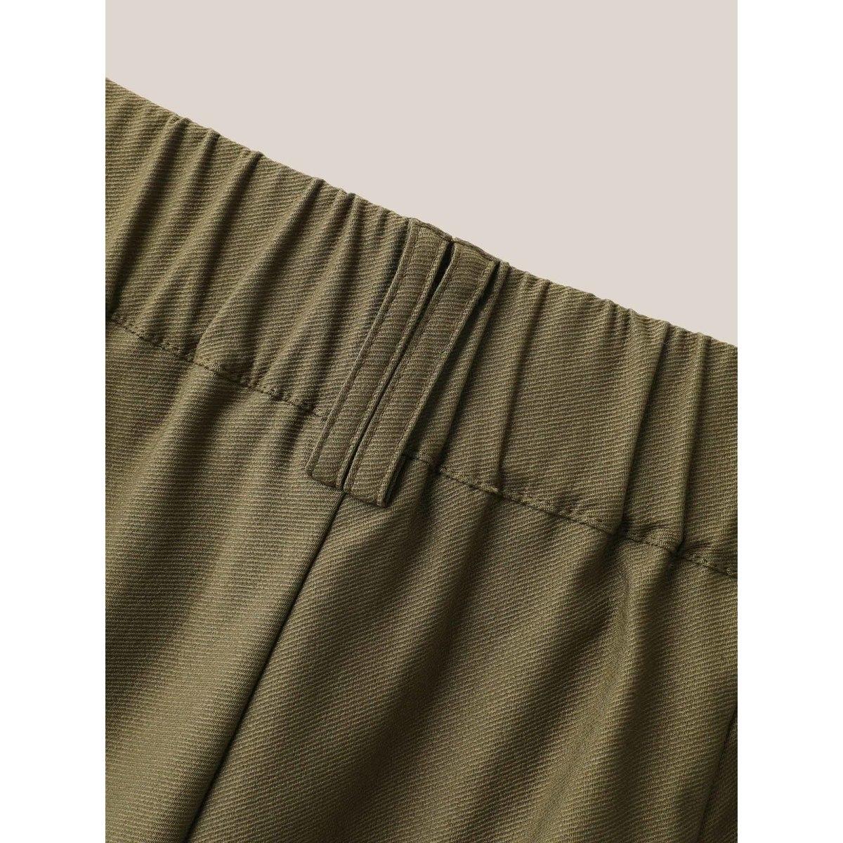 Plus Size Drawstring Waist Straight-Leg Pants Women ArmyGreen Casual Straight Leg Mid Rise Everyday-Casual Pants BloomChic 12/L Product Image