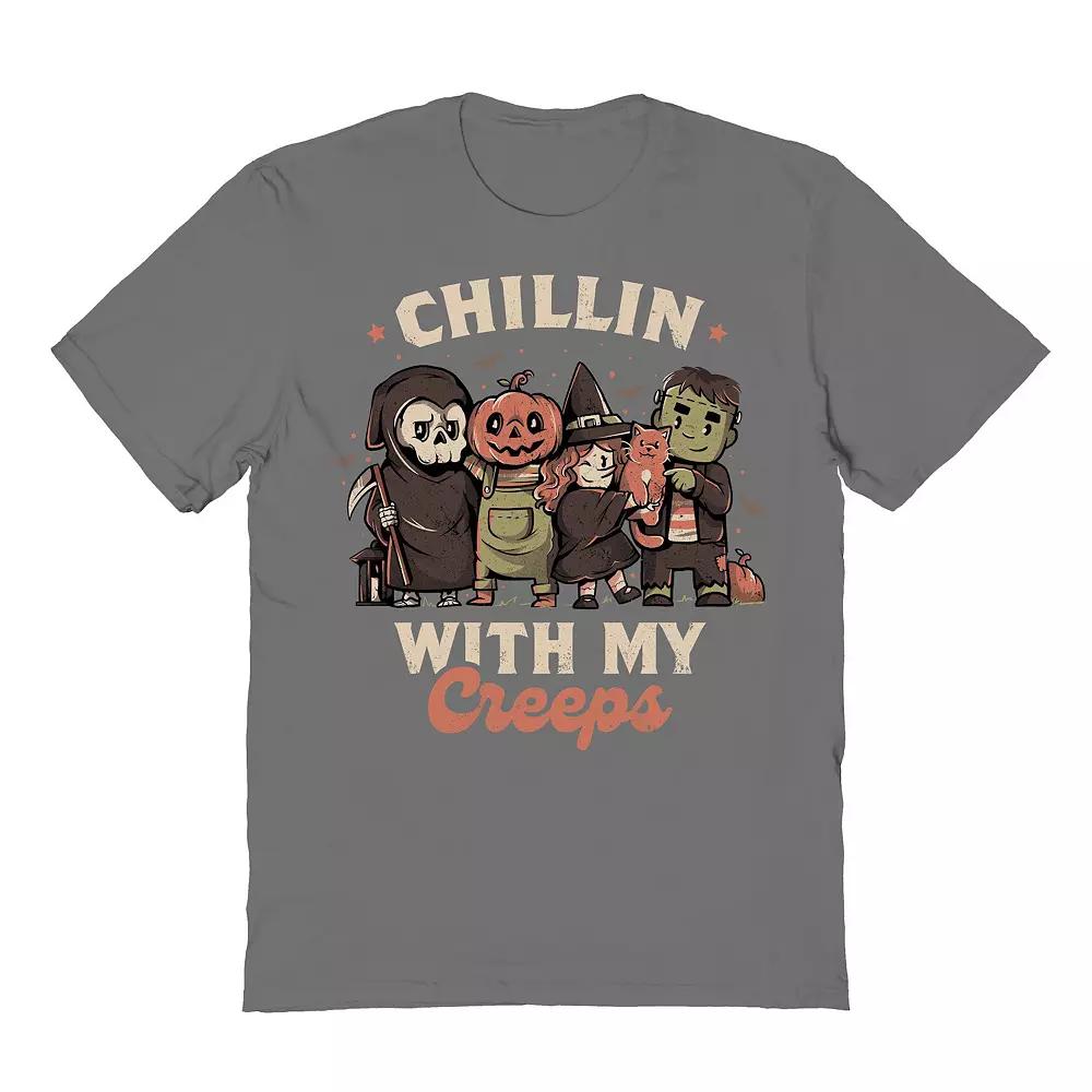 Men's Chilling With my Creeps Halloween Graphic Tee, Size: Medium, Grey Product Image