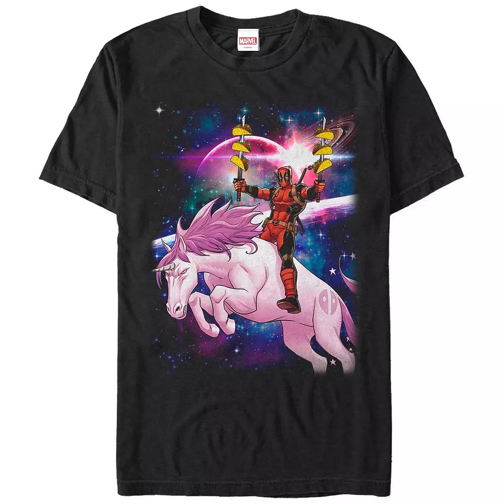 Men's Marvel Deadpool Pink Unicorn Ride Graphic Tee,  Product Image