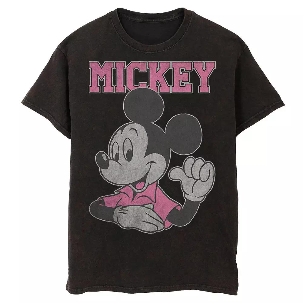 Men's Disney Mickey Mouse Pink Pointing To Self Mineral Wash Graphic Tee,  Product Image